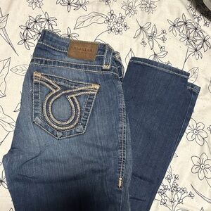 Big Star Women's Medium/Dark Blue Boot Cut Jeans with Embroidered Back